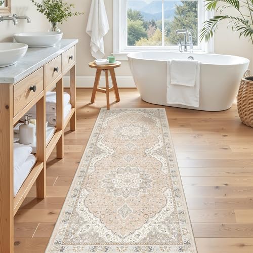 Hallway Runner Rug 2x5 Washable Entry Rugs Non (Pink/Gray / 2' x 5' (Runner))