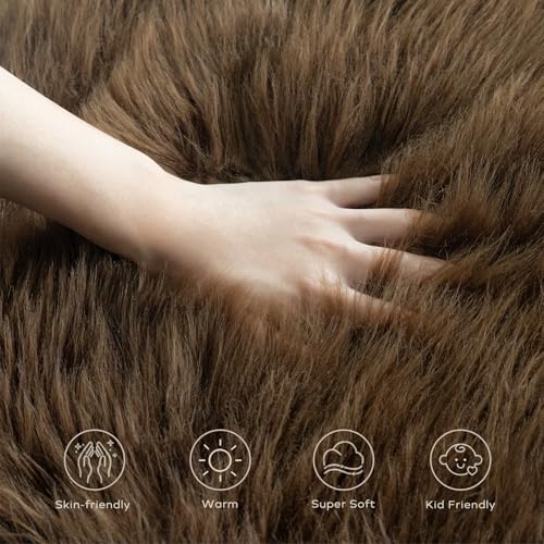 Ashler Faux Fur Rug (2 x 2.9 ft / C-dark Coffee)
