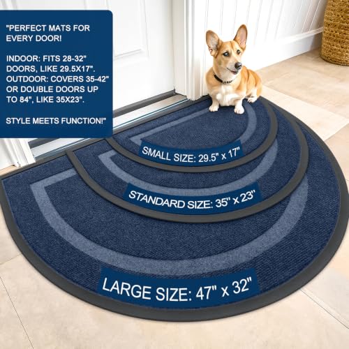 Half Circle Front Door Mat Outside 35x23 All (Blue / 35" x 23")