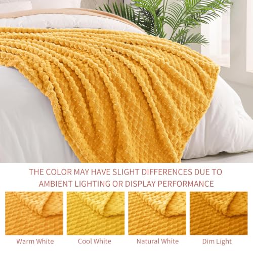Large 3D Fleece Throw Blanket for Couch (Mustard Yellow / Throw ( 50x70 IN ))