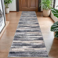 Abstract Washable 2x8 Runner Rug Non Slip Runners for Hallway (Grey Navy Blue Black Cream Tan / 2' x 8' (Runner))