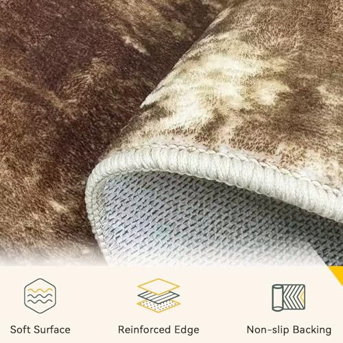 Washable 3'x5' Abstract Area Rug for Living Room Brown Tan (Brown/Tan / 3' x 5' (Rectangular))