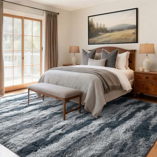 6x9 Ft Large Shag Rugs for Living Room Decor (Dd Blue 4sm02 / 6' X 9' (Rectangular))