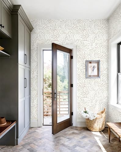 Peel and Stick Wallpaper Modern Boho Contact Paper Neutral Beige Wall Paper Removable Waterproof Self Stick Renter Friendly Wallpaper for Bedroom Living Room Bathroom Kitchen Vinyl 17.3”x197” (Light Brown / 17.3" x 197")