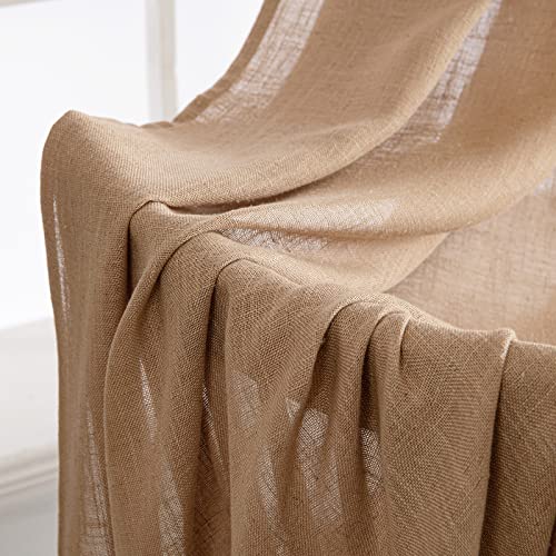 Brown Linen Curtains 52x90 Inches Long for Bedroom and Living Room (52"W x 90"L (Pack of 2) / Linen Brown)