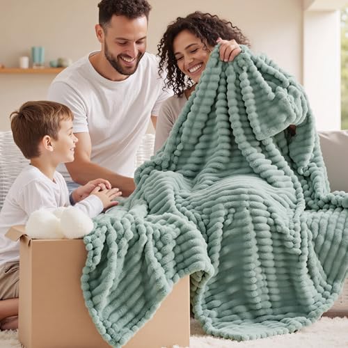 Soft Large Fleece Blanket for Bed Sage Green 120"x120" (Sage Green / Large)