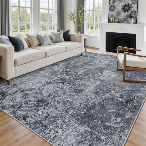8x10 Area Rugs for Living Room Washable Bedroom Dining Room Black (Black / 8' x 10' (Rectangular))