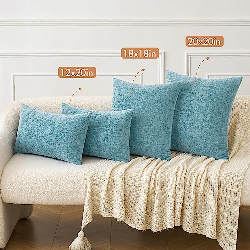 Soft Chenille Throw Pillow Covers Smoke Blue 16x16 Inch Pack of 2 (16" x 16" (Pack of 2) / Smoke Blue)