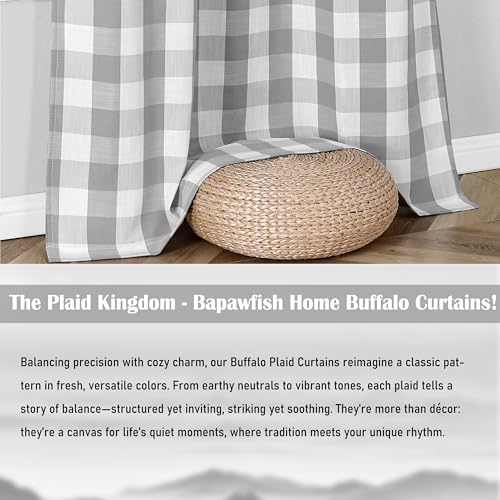Buffalo Plaid Checkered Grey White Window Curtain Panels 84 Inches Length (Gray/White / 40"W x 84"L (Pack of 2))