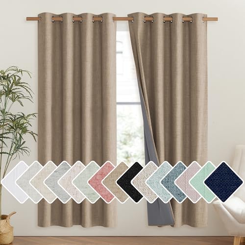 Burlap Vintage Open Linen Weave Flax Thermal Curtains (52"W x 72"L (Pack of 2) / Burlap)