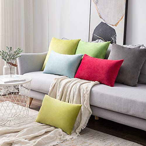 12x20 Inch Lumbar Velvet Throw Pillow Covers Medium Gray (20" x 12" (Pack of 2) / Medium Gray)