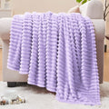 3D Ribbed Pastel Lilac Fleece Twin Blanket for Couch (Pastel Lilac / Twin(60"x80"))