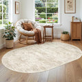 Small Oval 3x5 Rug for Entryway Kitchen (Beige / 3' x 5' (Oval))