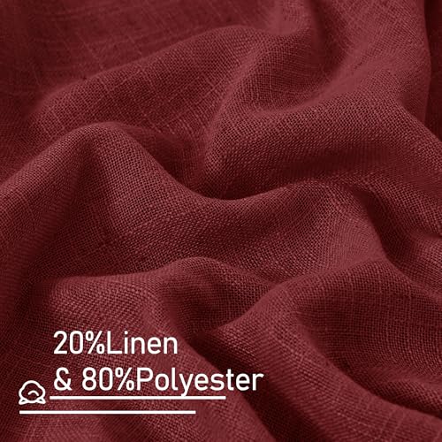 Burgundy Red Linen Curtains 90 Inch for Living Room Bedroom 2 Panels (Burgundy Red / 52"W x 90"L (Pack of 2))