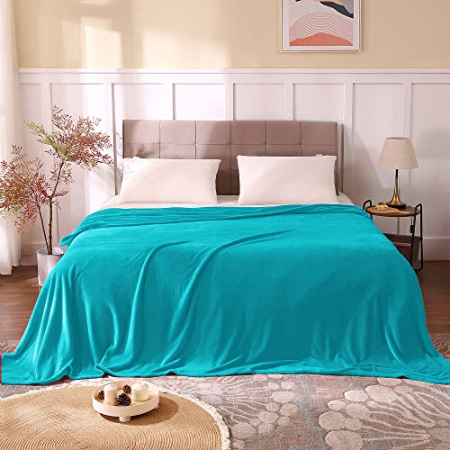 Fleece Blanket Soft Plush King Size Bed Blanket Peacock 108"x90" (Teal / King(108"x90"))