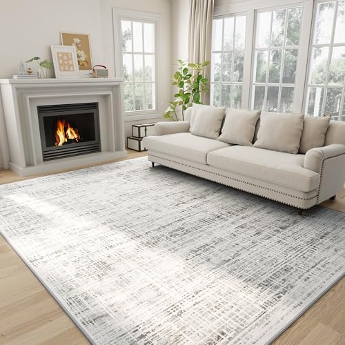 8x10 Washable Area Rug for Living Room Bedroom (White Gray / 8' x 10' (Rectangular))