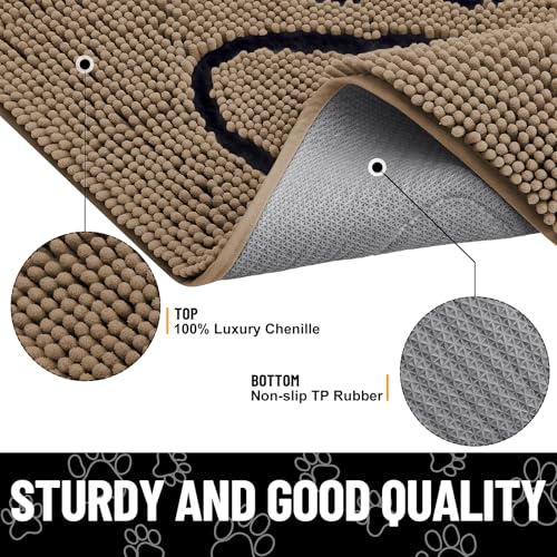 Dog Door Mat for Muddy Paws (48"X30" / Camel and Black)