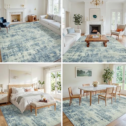 6x9 Washable Area Rug for Living Room Bedroom (Blue Gray/Gold / 6' x 9' (Rectangular))