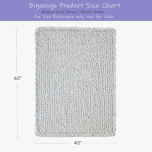 Chunky Knit Throw Blanket for Couch (Peach Fuzz / 40"x60" (Medium Size Throw）)