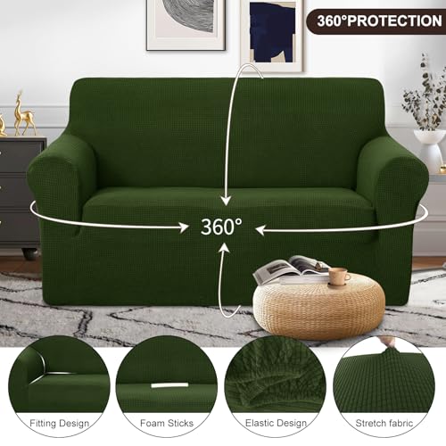 Loveseat Cover Stretch Couch Cover Sofa Slipcover (Bronze Green / Loveseat)