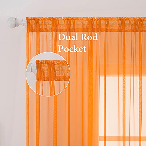 Orange Fall Sheer Curtains 54 X 45 Inches (Orange / 54"W x 45"L (Pack of 2))