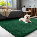3x5 Machine Washable Small Bedside Rug (3x5 Ft / Dark Green)