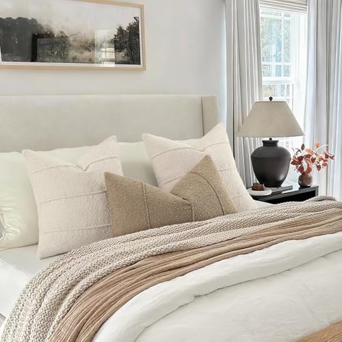 Textured Boucle Throw Pillow Covers 12x20 Pack of 2 (Beige / 20" x 12" (Pack of 2))