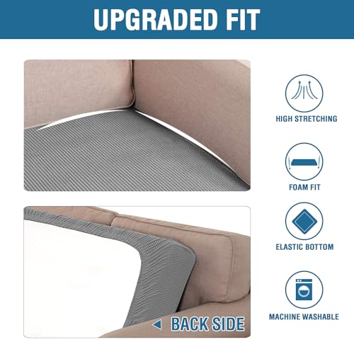 Super Stretch Individual Seat Cushion Covers Sofa Covers Couch Cushion Covers Slipcover Sets Thick Jacquard Textured Twill Fabric (Dove / 1 Cushion Sofa)
