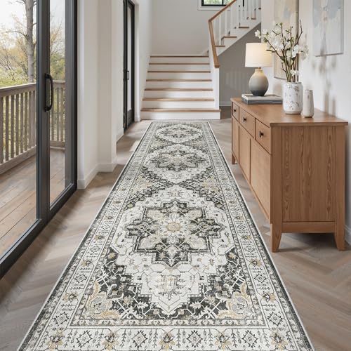 Hallway Runner Rug 3x12 Washable Kitchen Runners 12ft (Black / 3' x 12' (Runner))