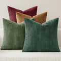 Soft Corduroy Decorative Throw Pillow Covers Christmas Green 20x20 (20" x 20" (Pack of 4) / Christmas Green)
