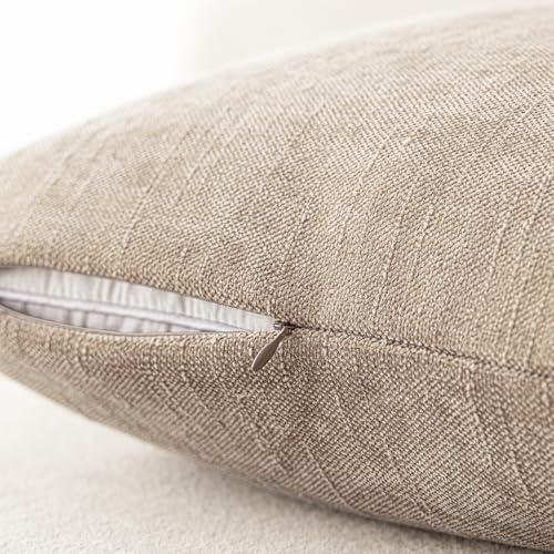 Solid Textured Chenille Throw Pillow Covers 20x20 (20" x 20" (Pack of 2) / Irish Cream)
