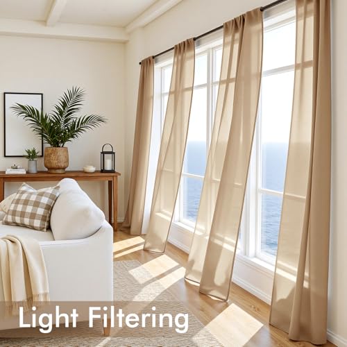 Brown Sheer Curtains 84 Inches Long 4 Panels 42 x 84 Inches (42"W x 84"L (Pack of 4) / Brown)
