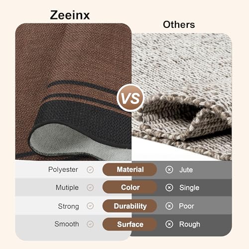 5x7 Scalloped Rug Easy Jute Washable Outdoor Patio Rug Black Brown (5'*7'(Rectangular) / Black Brown)