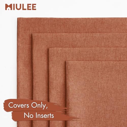 Pack of 4 Decorative Outdoor Throw Pillow Covers Linen Waterproof Pillow Covers Summer Farmhouse Cushion Cases for Patio Garden Tent Balcony Couch Sofa 16x16 Inch Rust (16" x 16" (Pack of 4) / Rust)