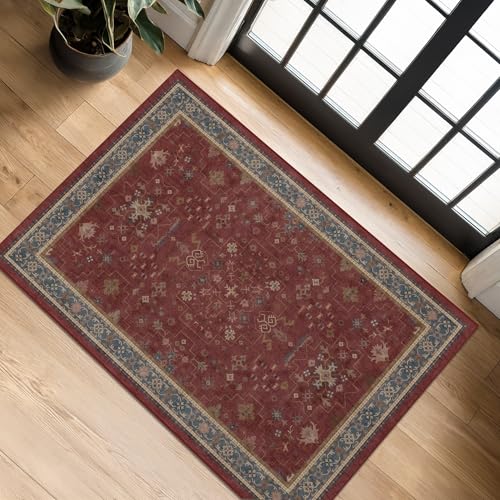 Burgundy 2x3 Washable Rugs for Entryway Indoor (2' x 3' (Rectangular) / Burgundy)