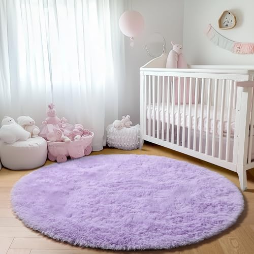 Light Purple Round Rugs 5ft (Light Purple / 5' (Round))