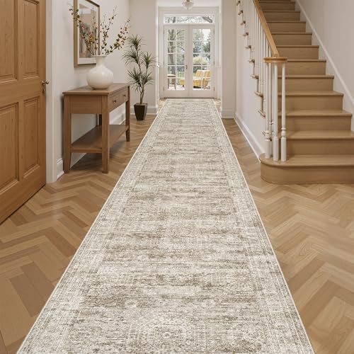 Washable 3x16 Hallway Runner Rug Non (Brown / 3' x 16' (Runner))