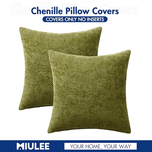 Decorative Couch Throw Pillow Covers 20x20 Inch Olive 2 Pack (20" x 20" (Pack of 2) / Olive)