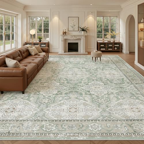 10x14 Area Rugs for Living Room Washable Rug Non (Green/Brown / 10' x 14' (Rectangular))