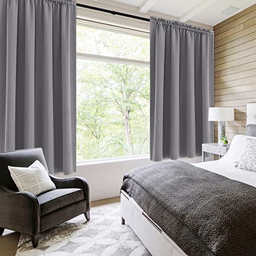 Blackout Curtains for Bedroom Living Room 52 x 45 Inch Long Grey (Grey / 52"W x 45"L (Pack of 2))