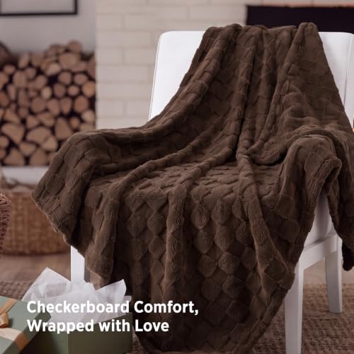 Checkered Soft Cozy Fall Twin Blanket for Bed (Brown / Twin (60" X 80"))