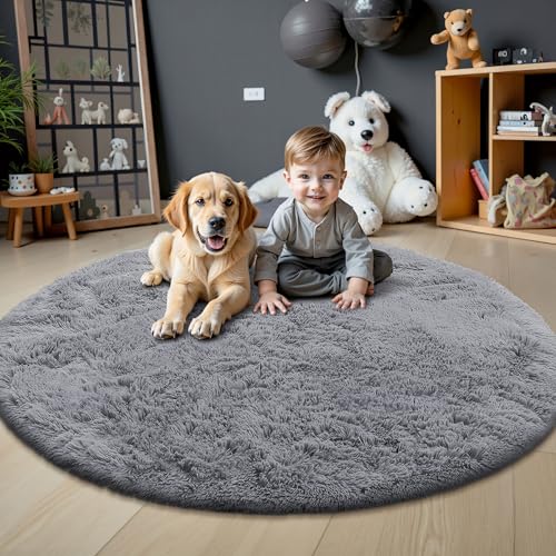 Light Grey Round Rugs for Bedroom (6 Ft Round / Light Grey)