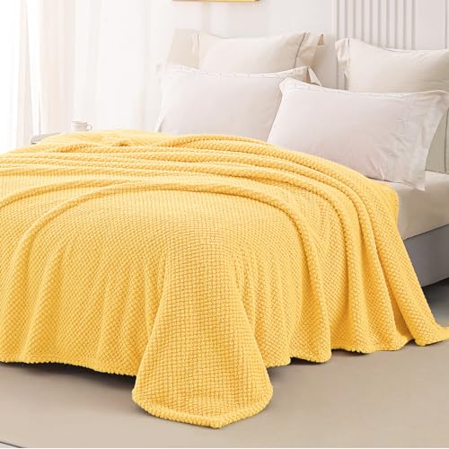 Soft Fleece Twin Size Bed Blanket (Yellow / Twin(60x80 In))