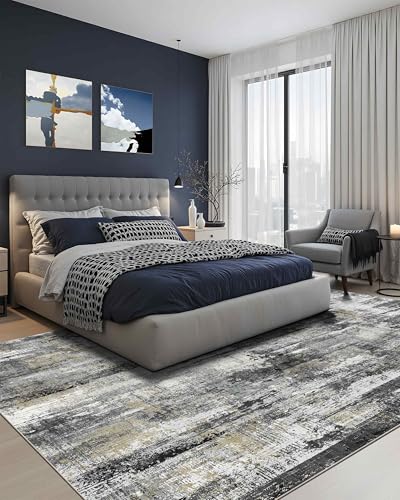 8x10 Area Rugs for Living Room Large Abstract Washable Rug (Black Gold / 8' x 10' (Rectangular))