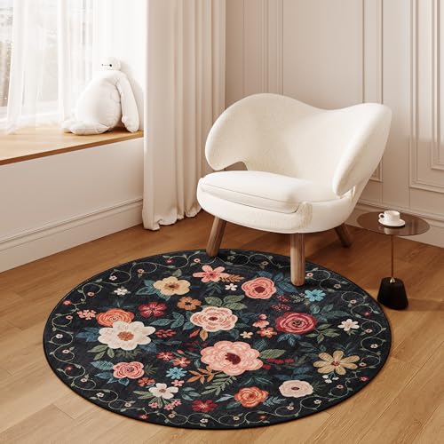 4ft Round Rug (Black / 4' (Round))