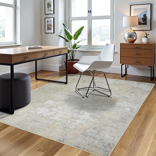5x7 Area Rugs for Living Room Washable Bedroom Dining Room Beige Grey (Beige/Grey / 5' x 7' (Rectangular))
