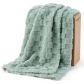 Checkered Fleece Throw Blanket (01 Sage Green / Throw (50" X 60"))