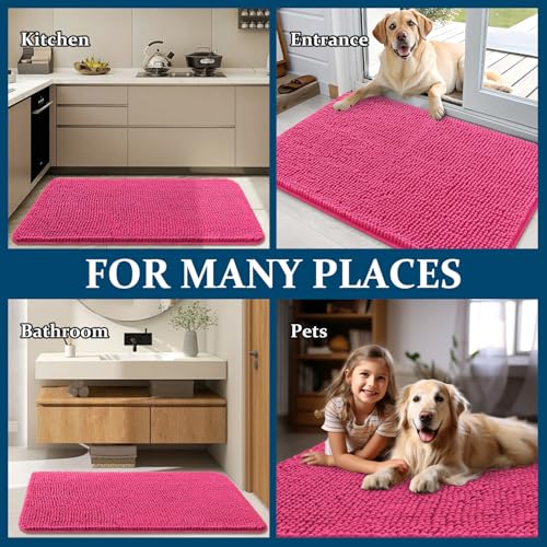 Dog Door Mat for Muddy Paws 50x30 (Hot Pink / 50" X 30")