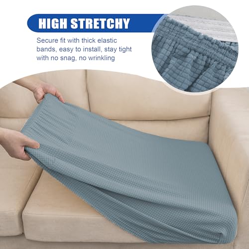 Water Repellent Sofa Seat Slipcovers Stretch Cushion Covers (Large / Dusty Blue)
