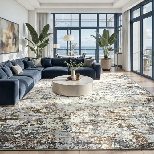 Washable 8x10 Area Rug with Non (Brown Grey Gold / 8' x 10' (Rectangular))